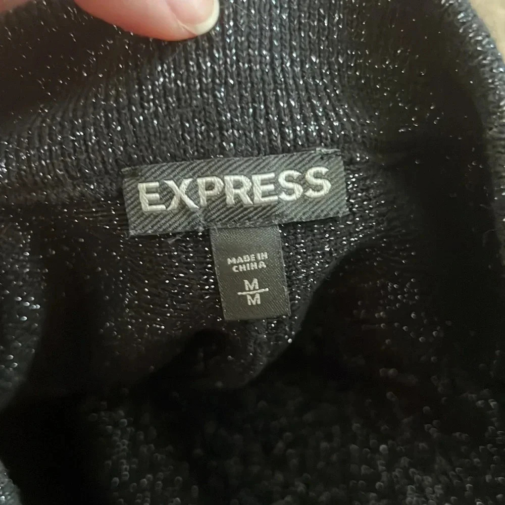 Express Black Shimmer Skater Circle Skirt - Picture 2 of 2